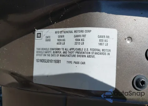 2001 Chevrolet Malibu from USA, damaged, VIN 1G1ND52J016119381